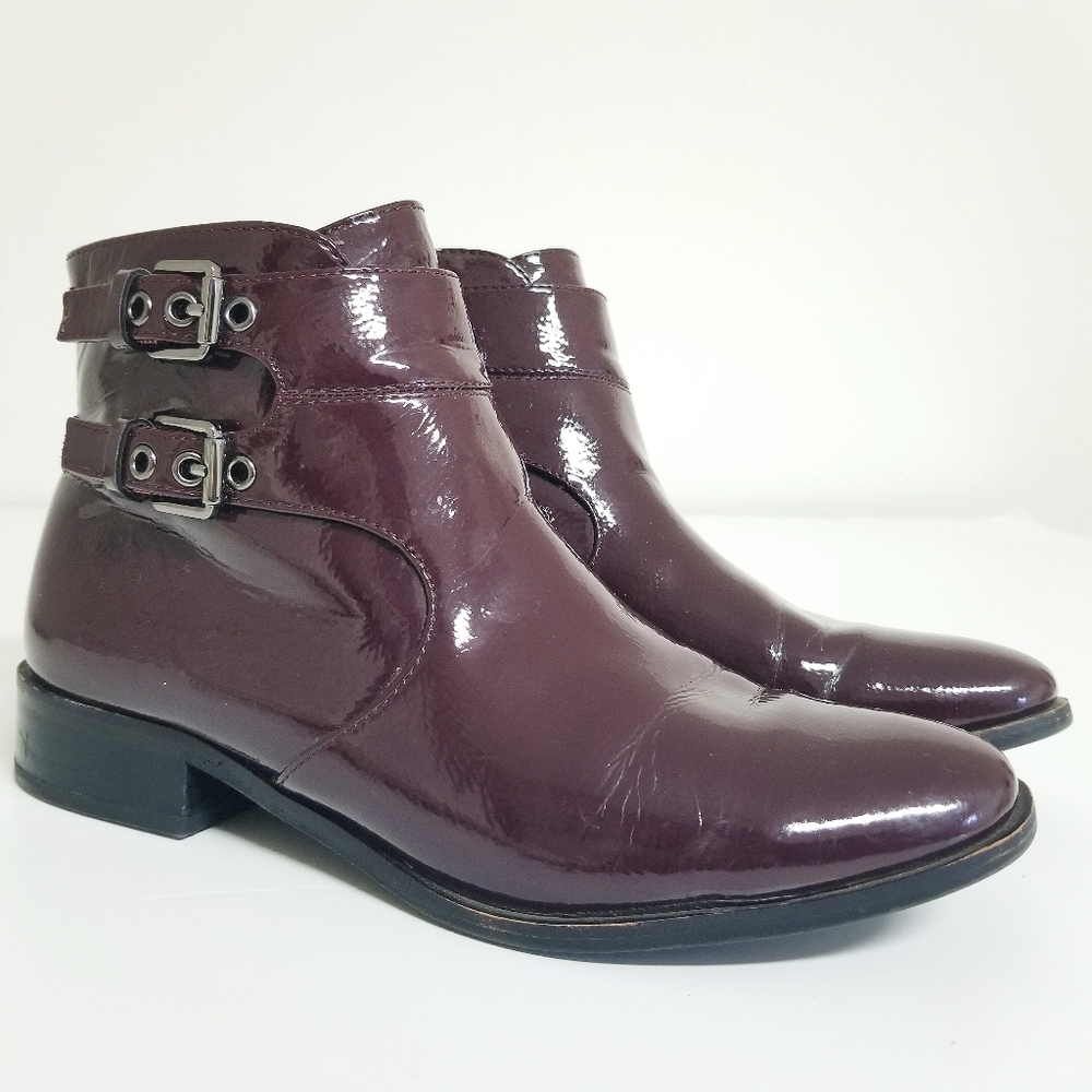 Franco Sarto Riddick burgandy patent leather boot